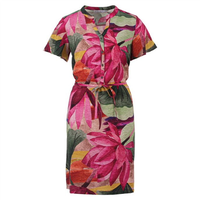 Enjoy Jurk KM bloemenprint Multicolor